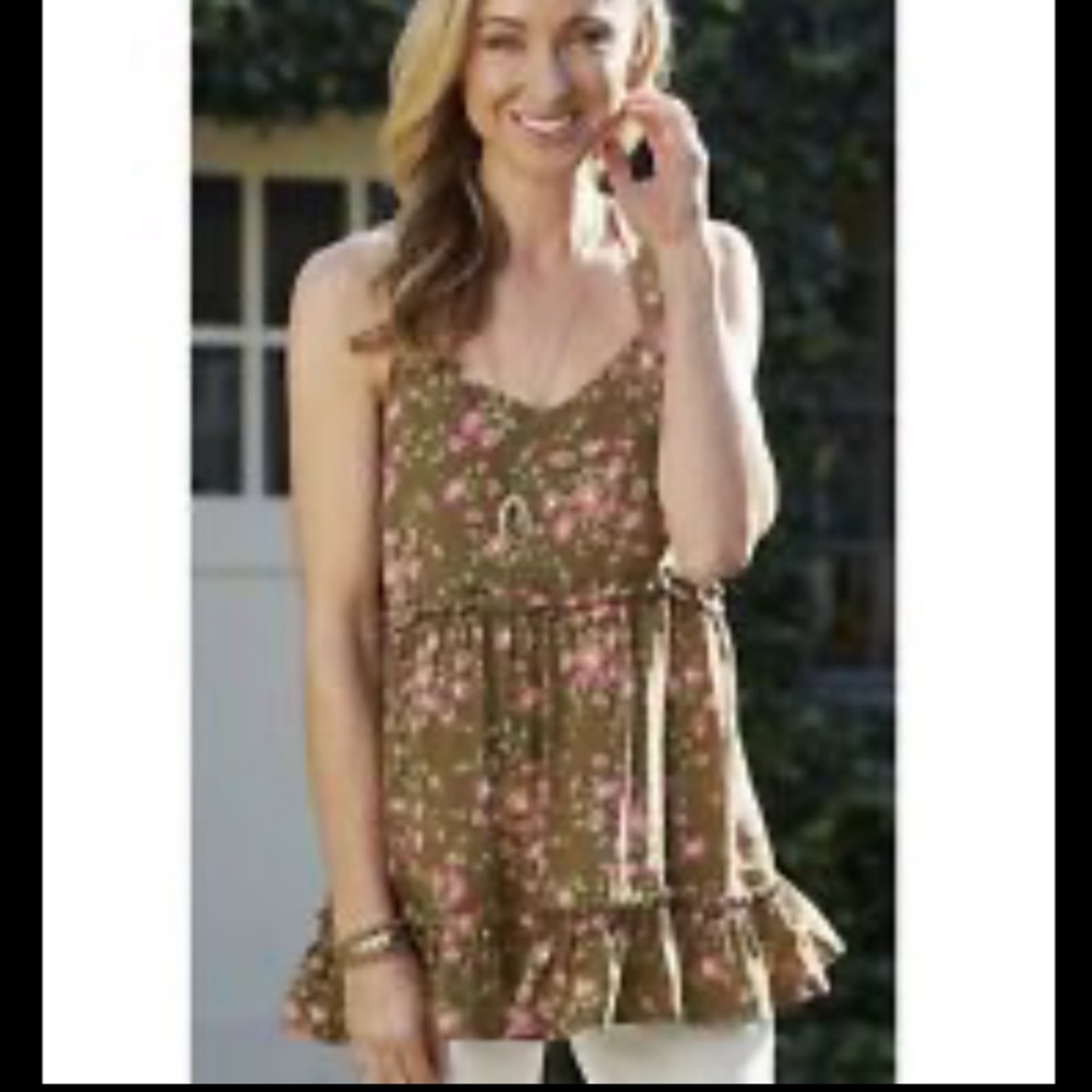 Floral Brown Sleeveless Top